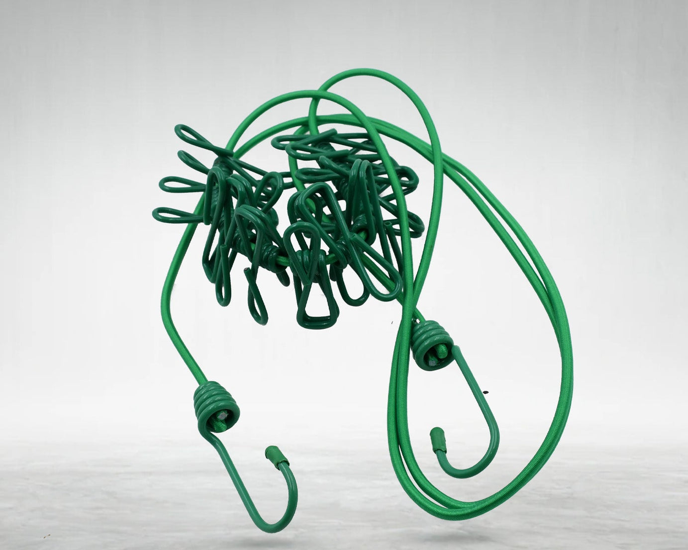 Elastic Cloth Drying Rope with 12 Metal Clip Portable Clothes line For Home & Travel