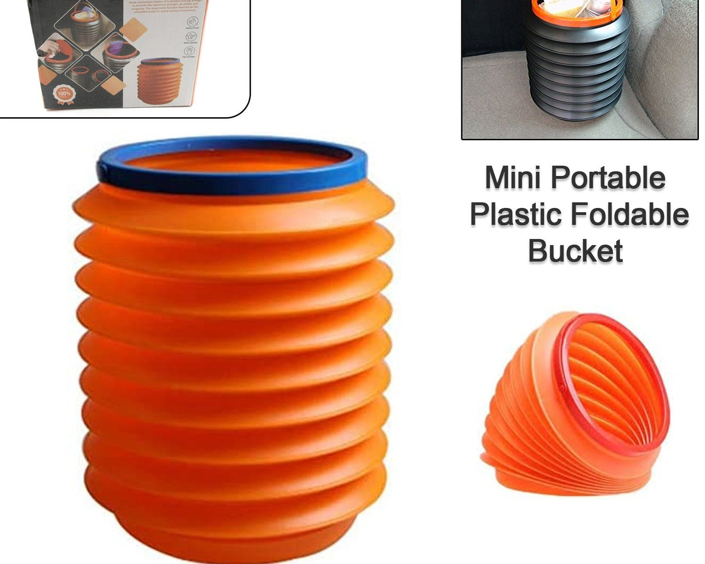 Foldable Storage Bucket , Water Container & Dustbin Multiuse Bucket For Home , Car & Kitchen Use Bucket