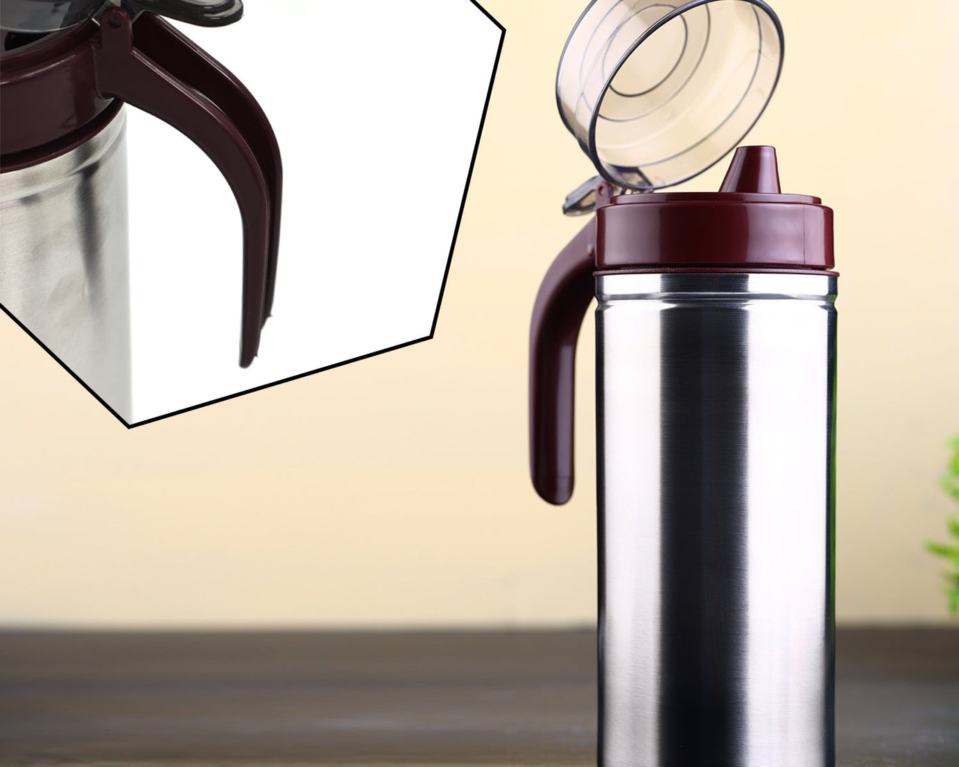 Compact stainless steel oil dispenser, 750ml