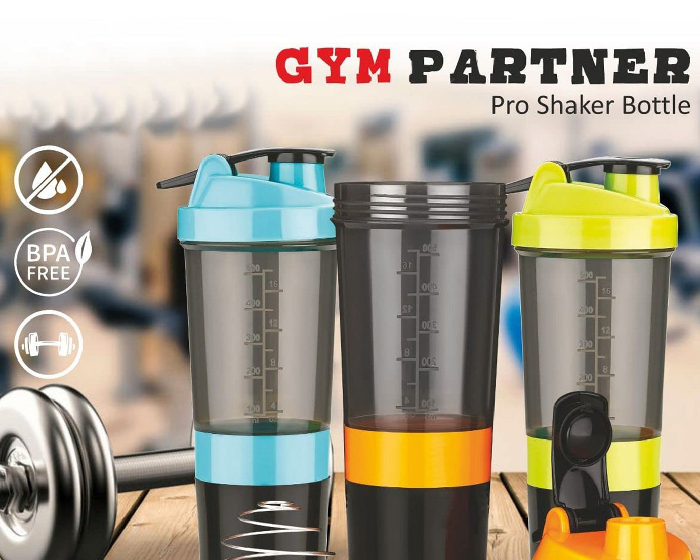 Protein shake bottle with secure lid
