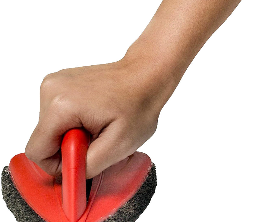 Bathroom cleaning brush with scrubber head