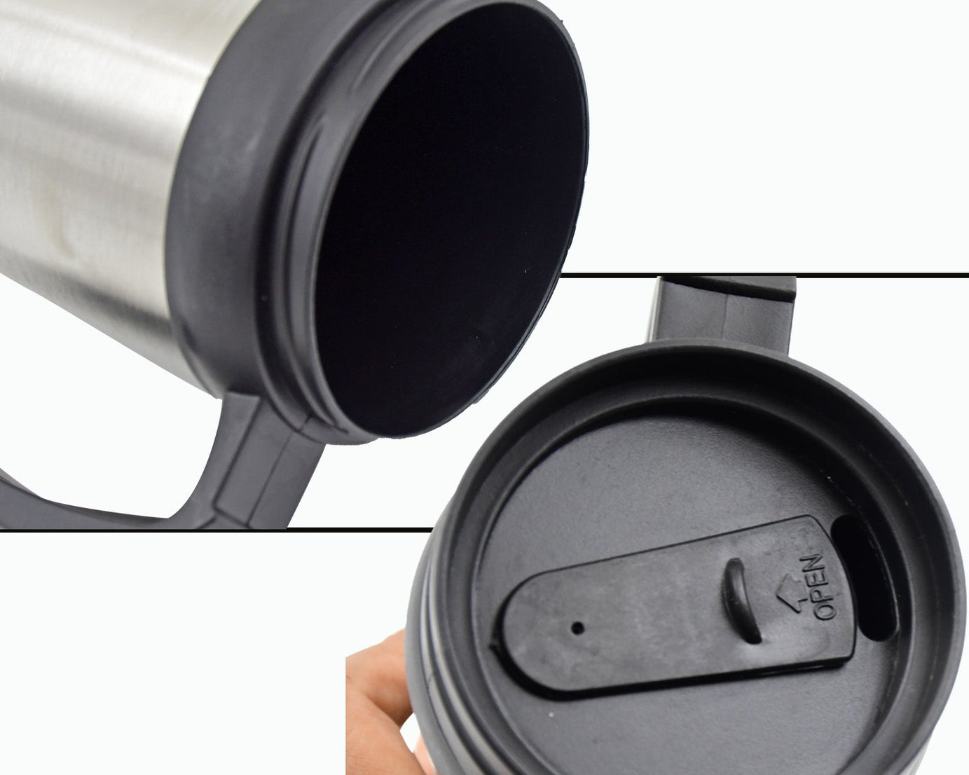 Stainless Steel Vacuum Glass Insulated Glass Coffee Cups (With Lid & Handle / 1 pc)