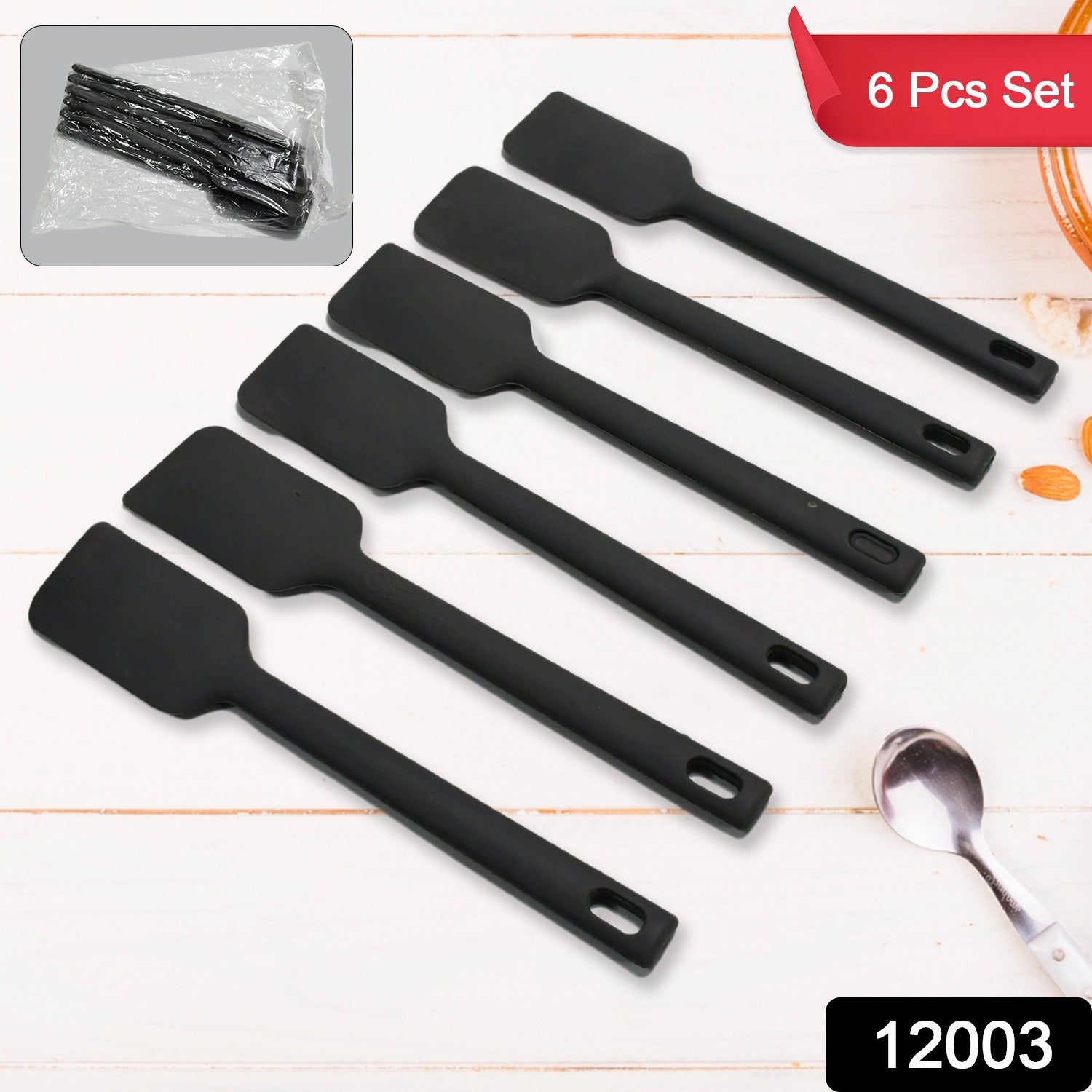 Multipurpose Silicone Spoon, Silicone Basting Spoon Non-Stick Kitchen Utensils Household Gadgets Heat-Resistant Non Stick Spoons Kitchen Cookware Items For Cooking and Baking (6 Pcs Set)