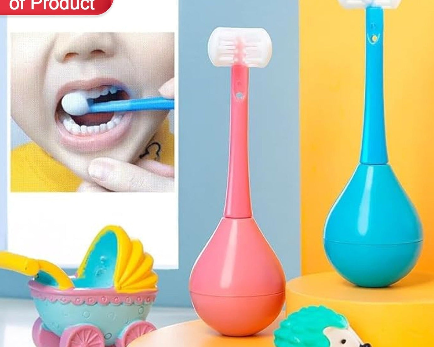 Toothbrush - Soft Bristle Toothbrush - 3-Sided Training Toothbrush With Silicone Head, Inverted Cleaning Toothbrush for Aged 2-12, Children's Cleaning (1 Pc)