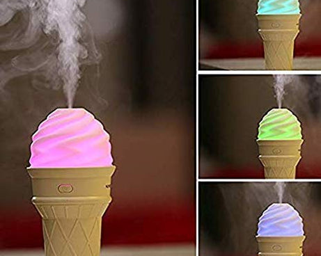 Ice Cream Design LED Humidifier for Freshening Air & Fragrance (Multicoloured)