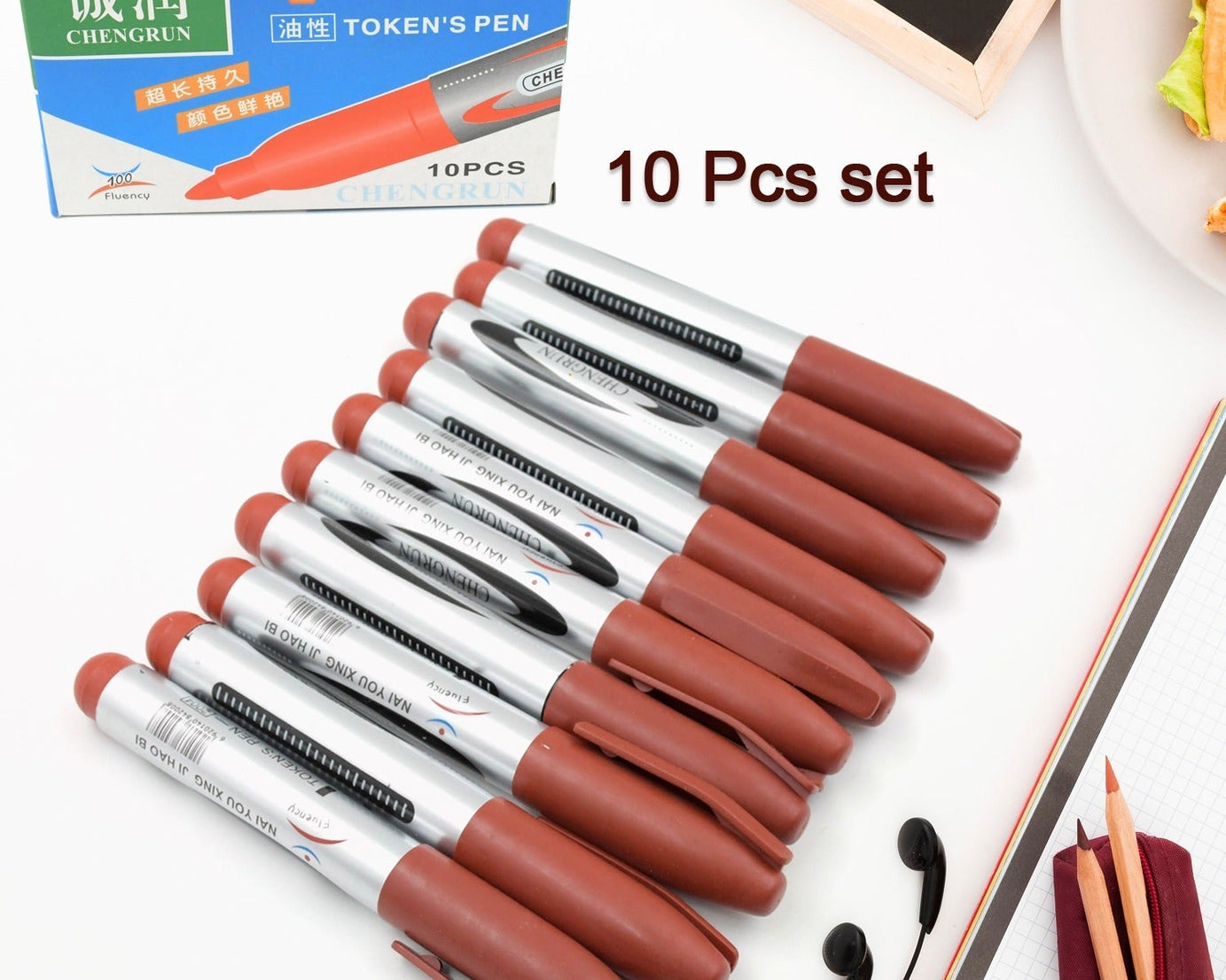 10Pc Marron Marker and pen used in studies and teaching white boards in schools and institutes for students (10 Pc Set)