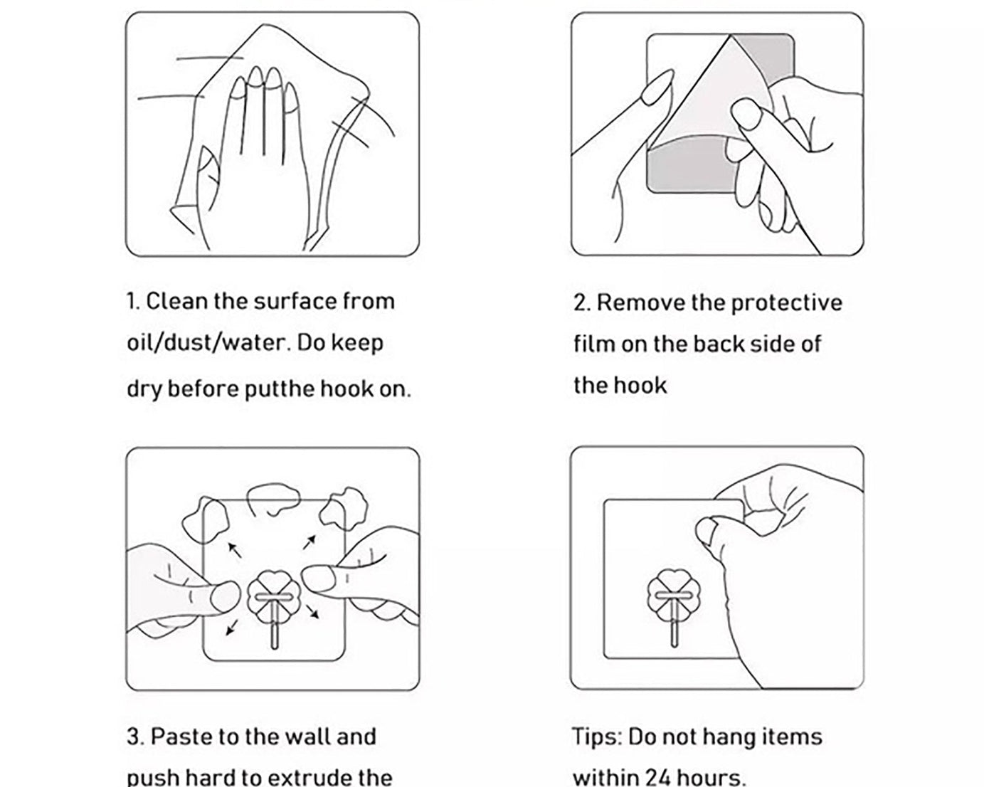 Adhesive wall hooks made of stainless steel for easy mounting