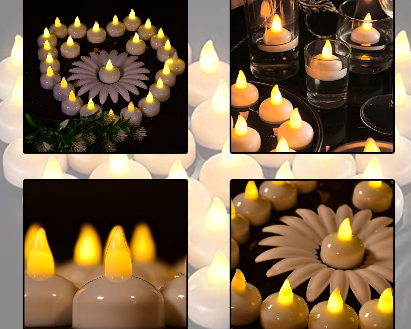 Set of 12 Flameless Floating Candles Battery Operated Tea Lights Tealight Candle - Decorative, Wedding.( Diya , Divo , Diva , Deepak , Jyoti ,)