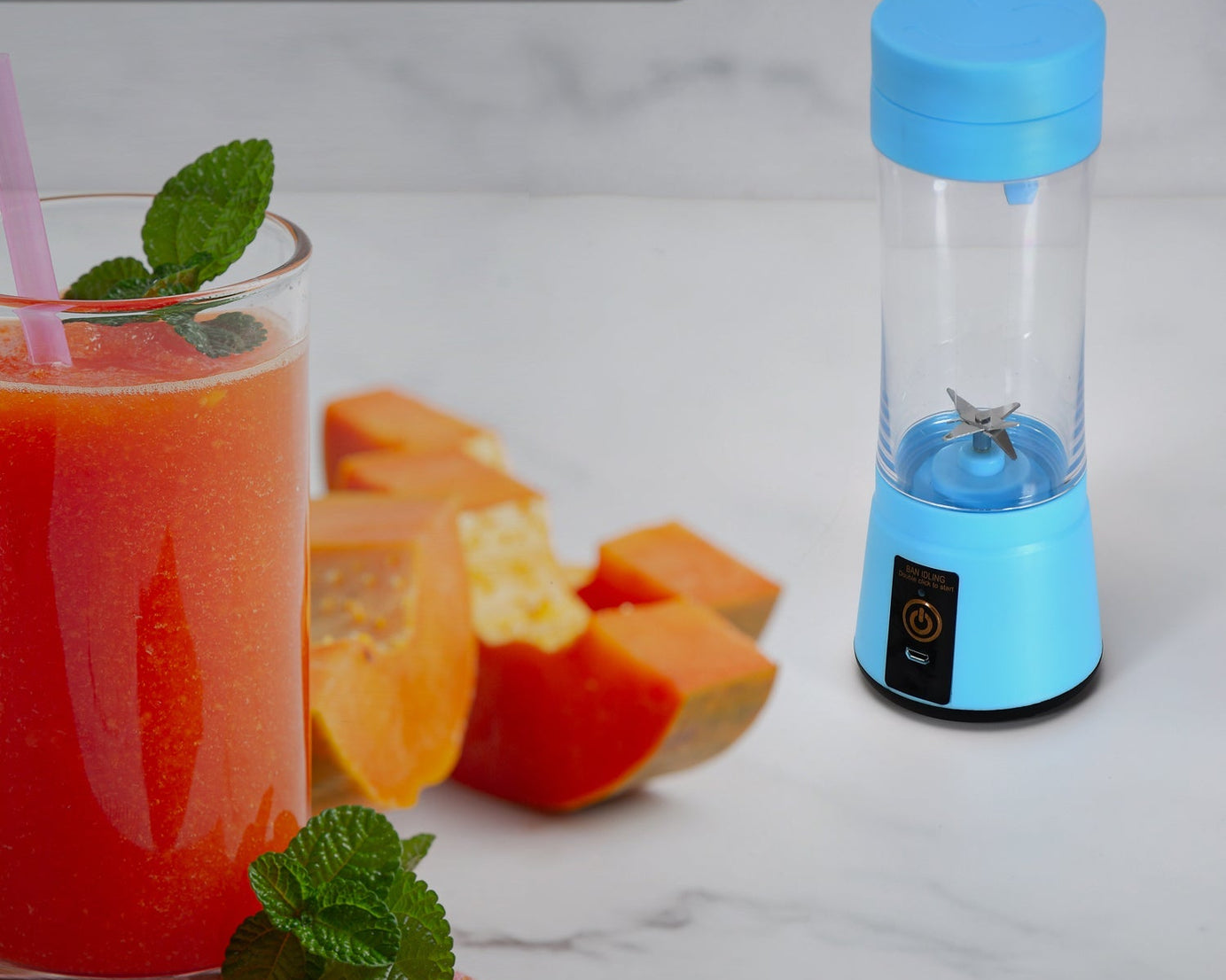 Portable juicer with lightweight design for travel.