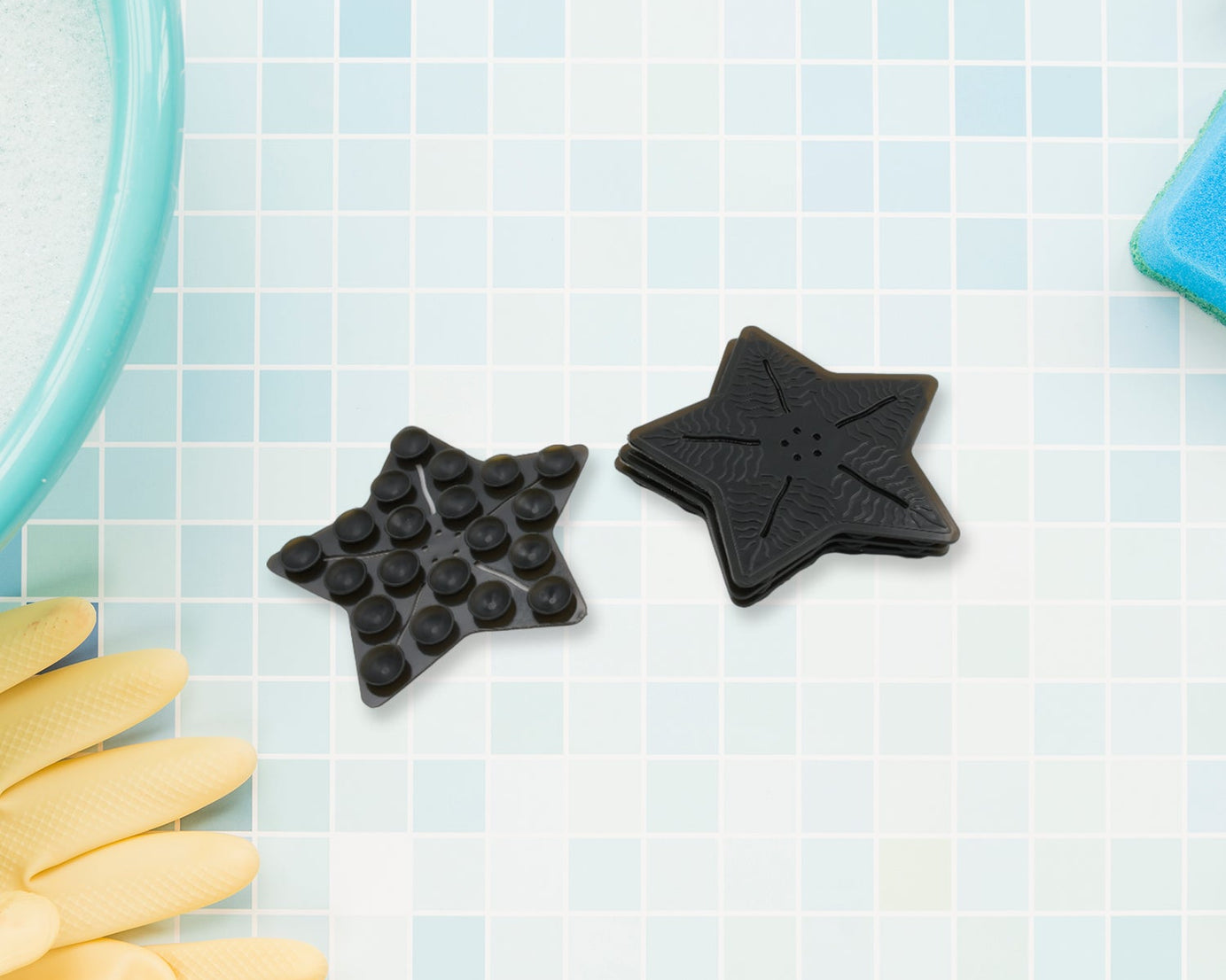 Mini  Pvc Anti-Slip Bat Mat Non Slip Baby Bath Mats, Mini Child Safety Anti Slip Shower Mats Star Shaped for Kids (4 pc Set)