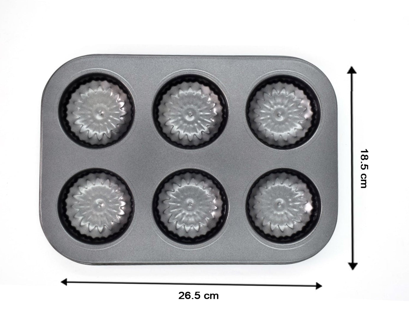 6 slot non-stick mold for baking cupcakes