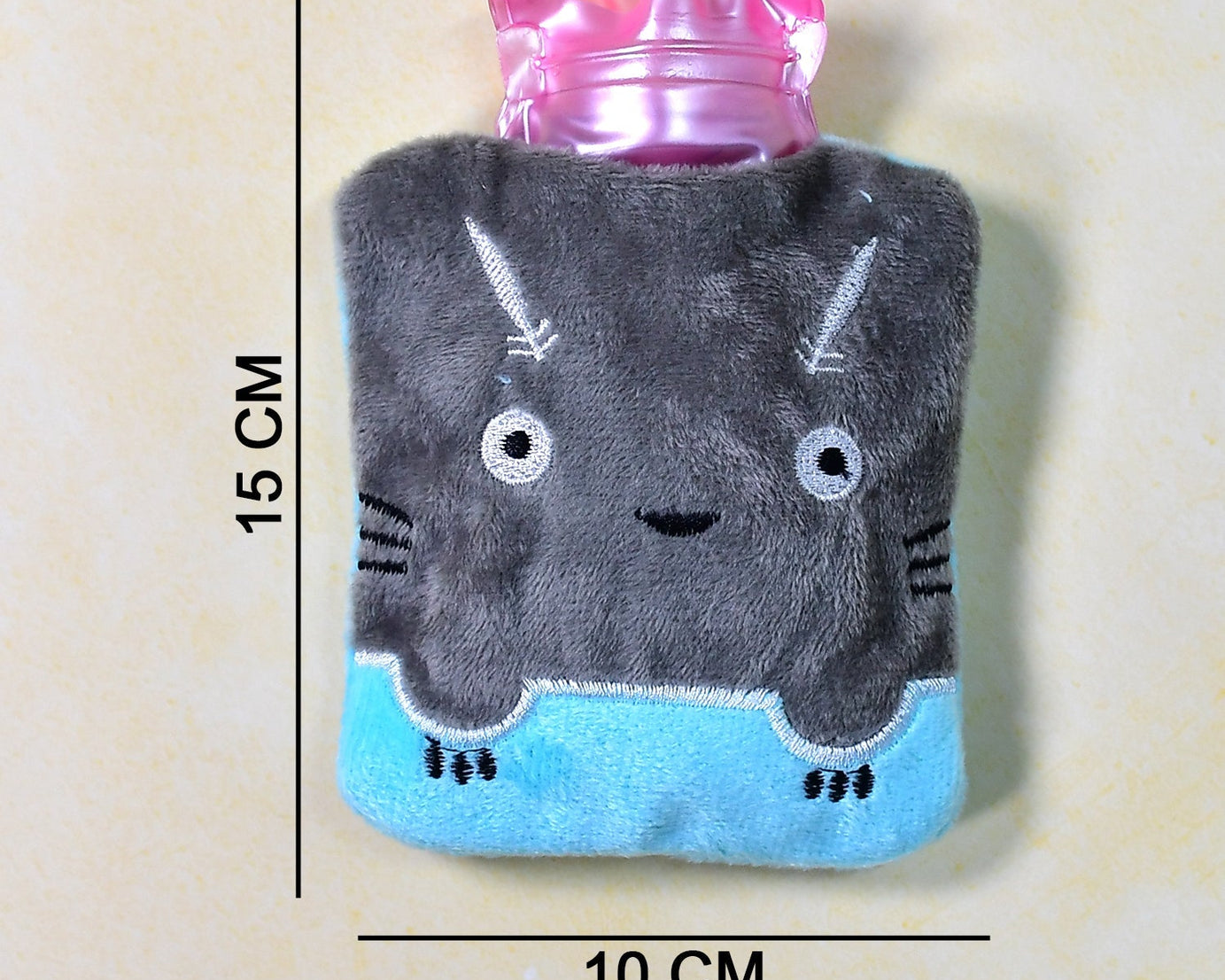 Grey Cat Print Small Hot Water Bag with Cover for Pain Relief