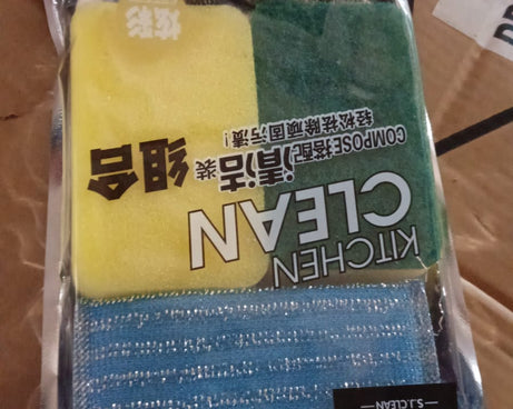 Kitchen Cleaning Tool Set Microfiber Kitchen Utensils High Performance Scouring Sponge Set Dish Sponge, Stainless Steel Scouring Pad (6 Pcs Set)