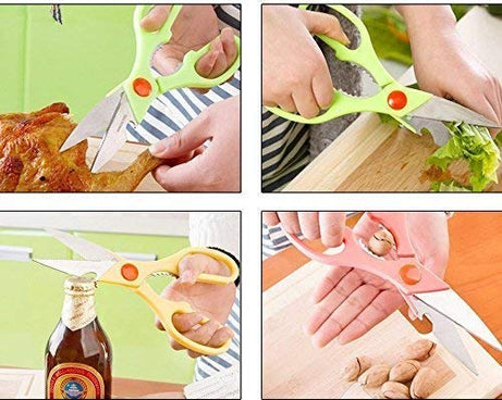 Multi-Function Kitchen Household for Vegetables, Fruit, Cheese & Meat Slices with Bottle Opener Stainless Steel Sea Food Scissor