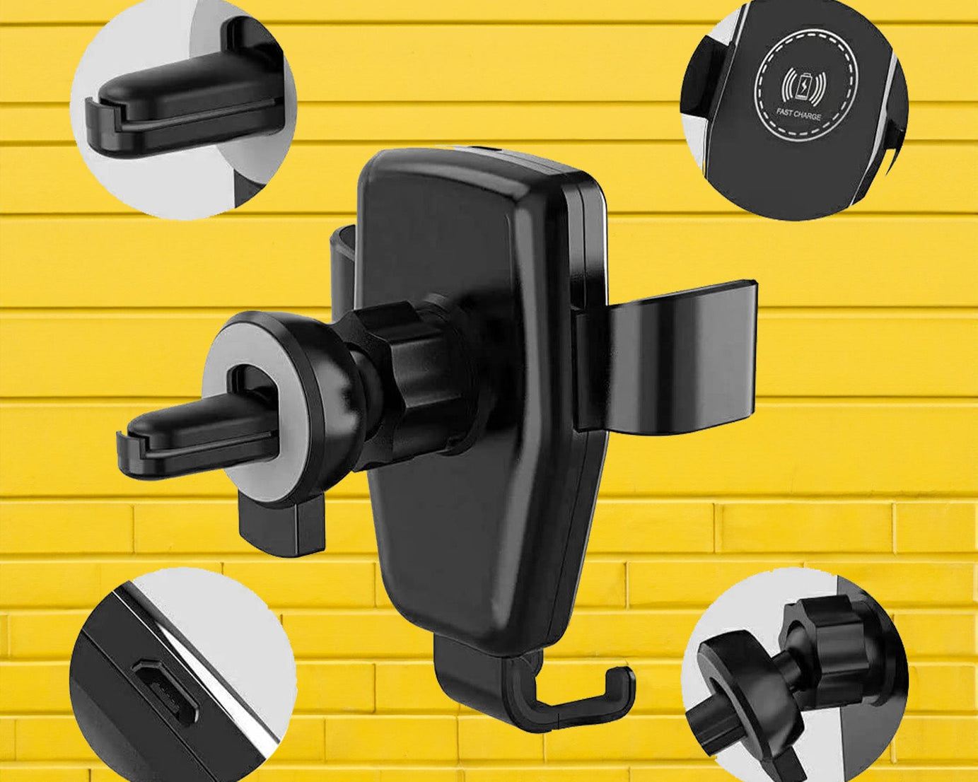 Car Phone Holder Wireless Car Charger 10W Qi Fast Charging Car Charger Gravity Auto Clamping 360° Rotation Air Vent Car Mount Holder