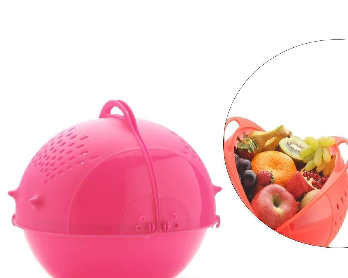 Ganesh plastic fruit and vegetable basket, shown from various angles.