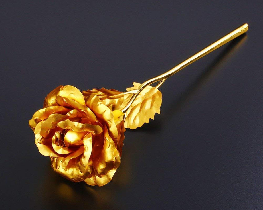 Luxury Decorative Gold Plated Artificial Golden Rose with Premium Box