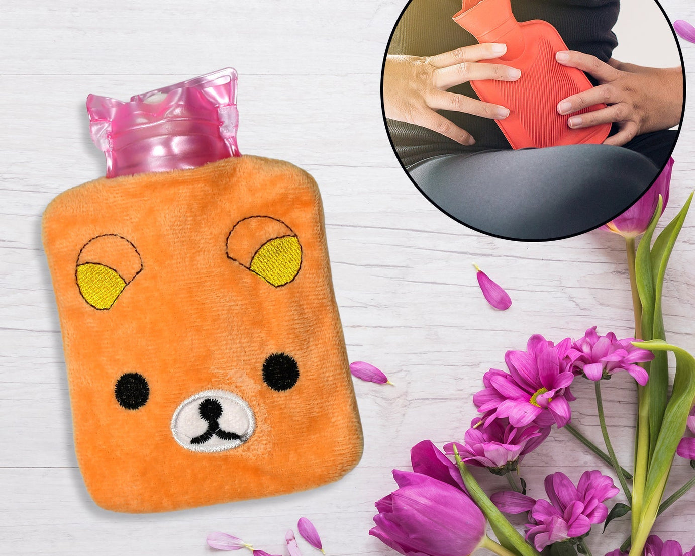 6503 Orange Panda small Hot Water Bag with Cover for Pain Relief, Neck, Shoulder Pain and Hand, Feet Warmer, Menstrual Cramps.