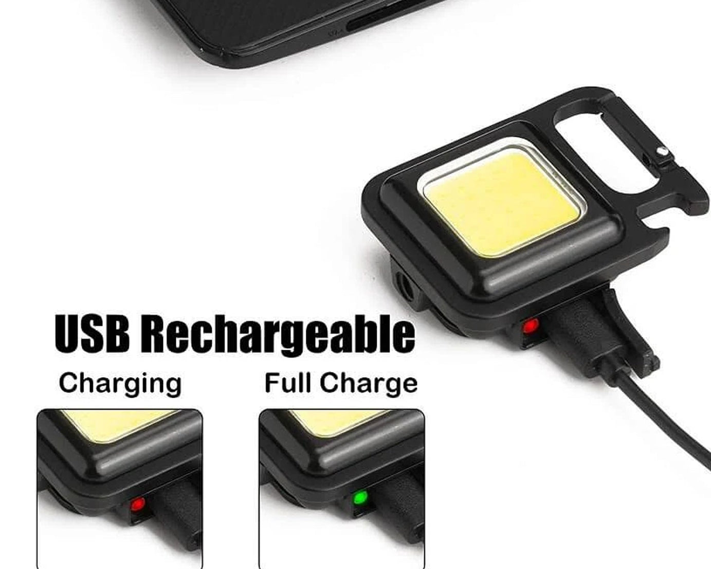 Rechargeable Keychain Mini Flashlight with 4 Light Modes,Ultralight Portable Pocket Light with Folding Bracket Bottle Opener and Magnet Base for Camping Walking