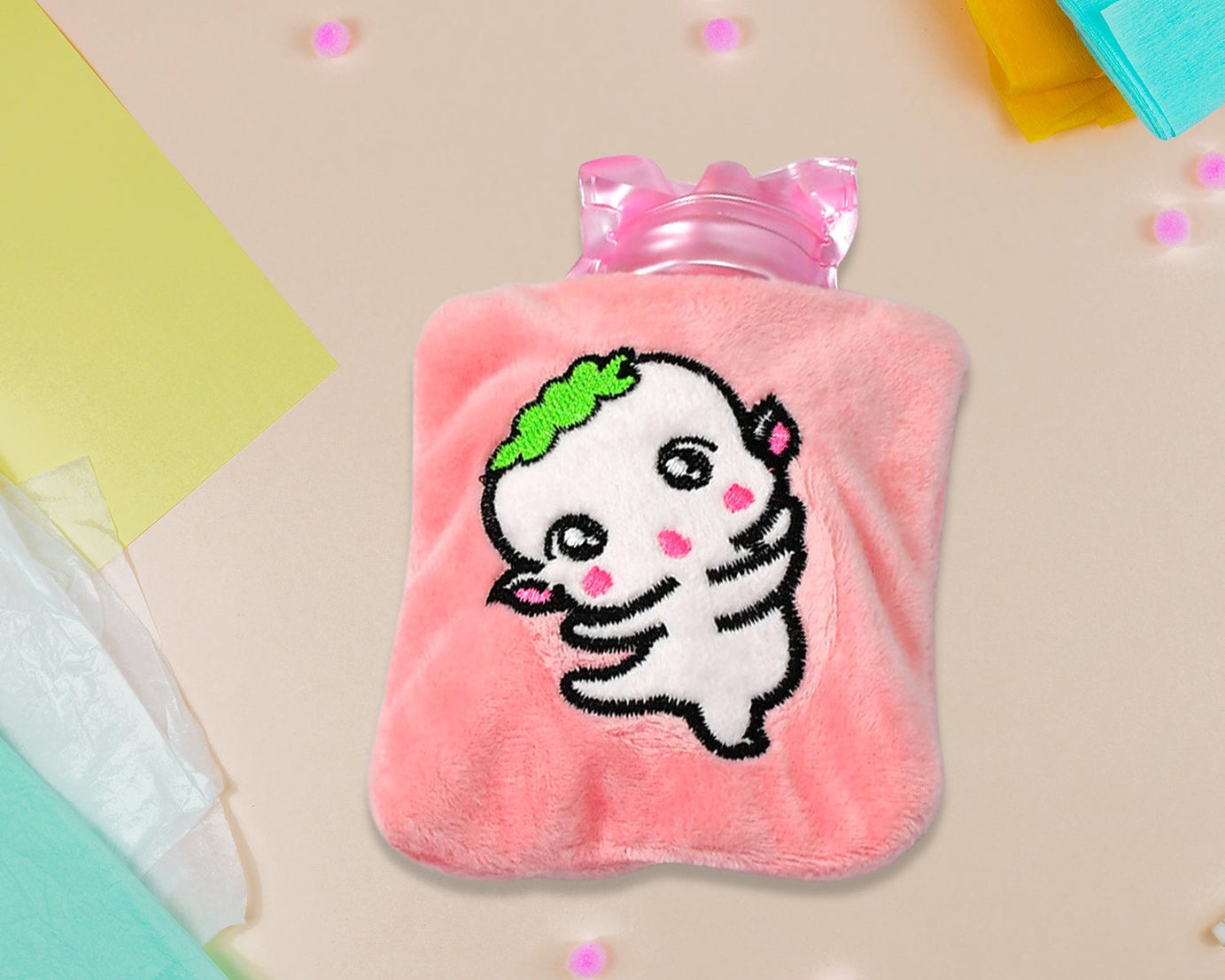 6532 Pink Cartoon small Hot Water Bag with Cover for Pain Relief, Neck, Shoulder Pain and Hand, Feet Warmer, Menstrual Cramps.