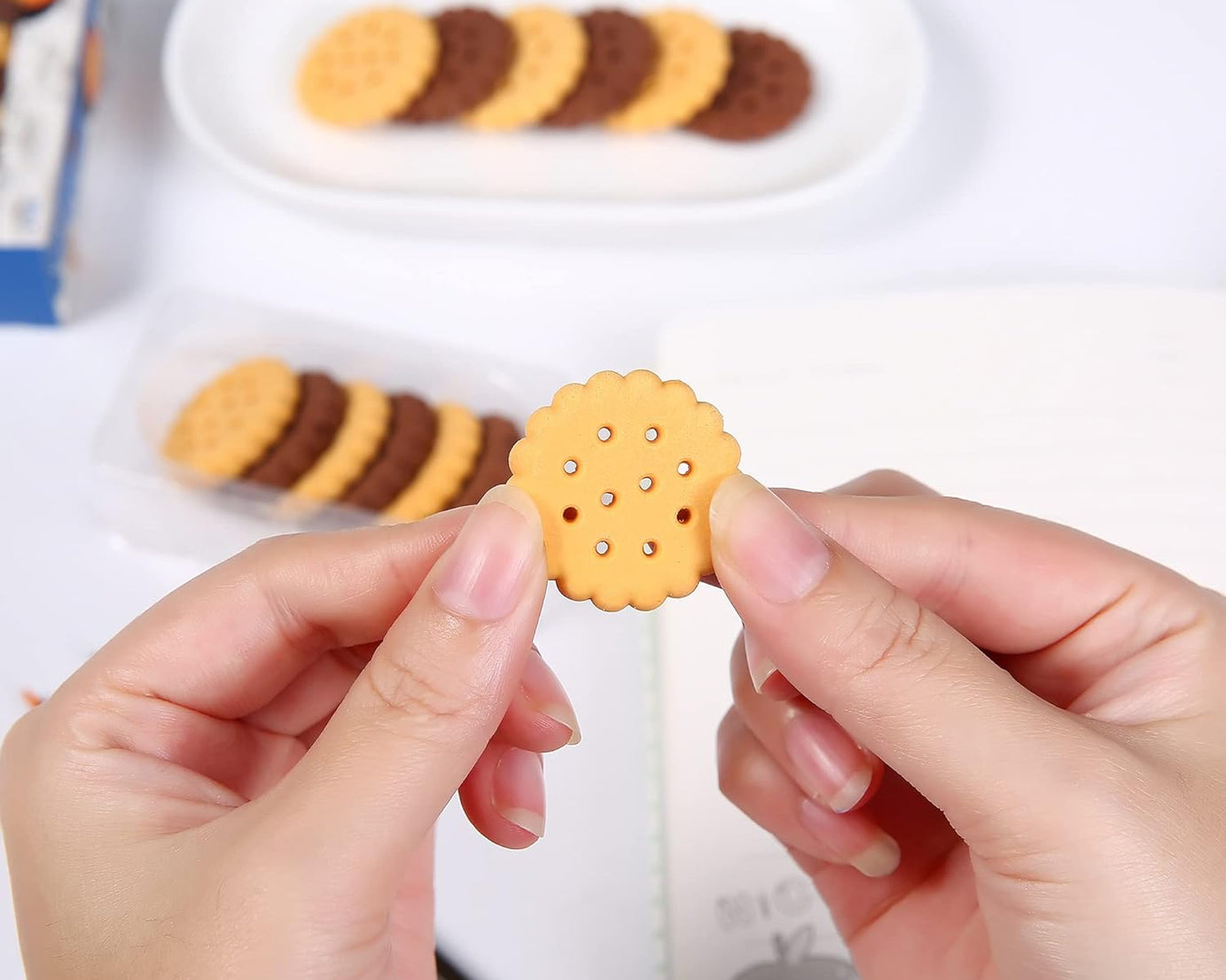Pack of 6 Erasers Erasers Stationery School Rubber Schools Sketches Office Sign Kid Party Favour Gift Toy Gift Creative Christmas Birthday Gift in Shape Biscuits (6 Pcs Set)