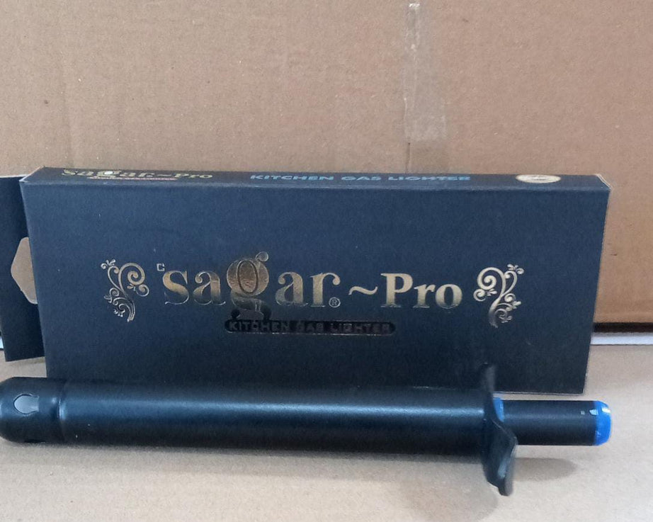 Stainless steel gas lighter displayed with a modern design and ergonomic grip.