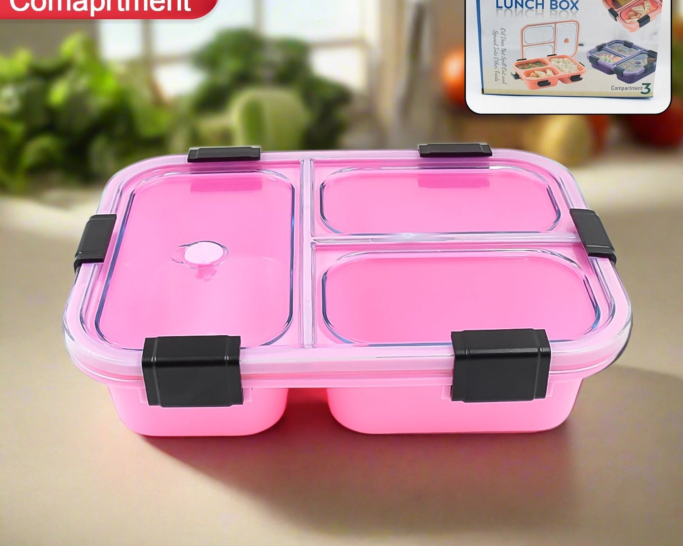 Plastic 3 Compartment Luch Box