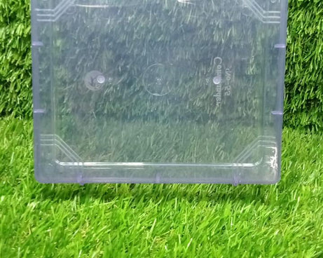 Transparent storage container with a secure lid, ideal for organizing and storing household items.