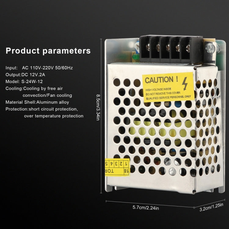 S-24W-12 24W AC 220V to DC 12V 2A Car Regulated Switching Power Supply, S-24W-12