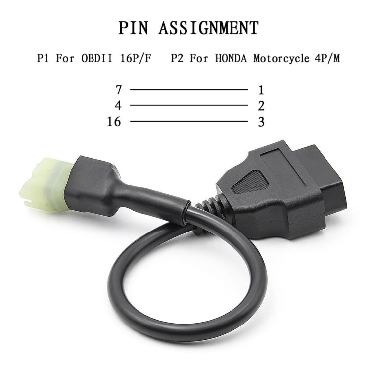 Motorcycle OBD 16PIN Female to 4PIN Connector Cable for Honda, 16PIN to 4PIN