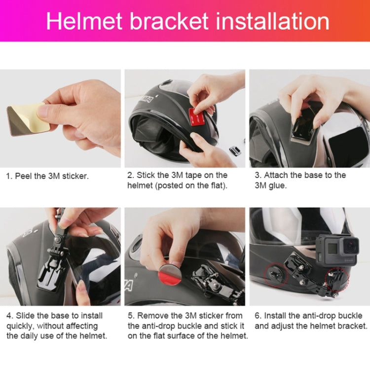 Cycling Helmet Adhesive Multi-Joint Arm Fixed Mount Set with J-Hook Buckle Mount & Screw for GoPro, Insta360, DJI and Other Action Cameras