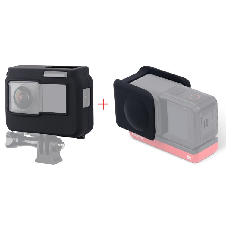 For Insta360 One R Panoramic Camera with Frame Shockproof Silicone Protective Case with Lens Cap Cover, Panoramic Case + Lens Cap