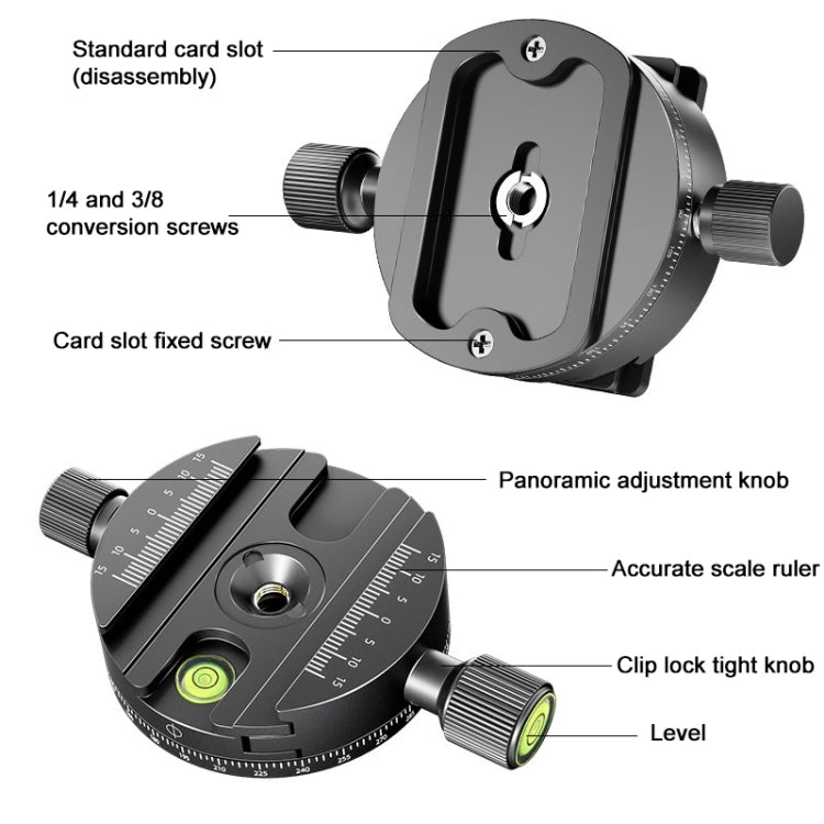 BEXIN QJ08-S Panoramic Rotary Quick Release Clamp Base Tripod Mount with Quick Release Plate, QJ08-S
