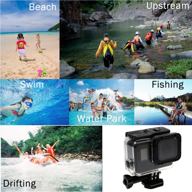 For GoPro HERO6 /5 30m Waterproof Housing Protective Case + Hollow Back Cover with Buckle Basic Mount & Screw, No Need to Disassemble Lens(GP413), Housing Case+ Back cover