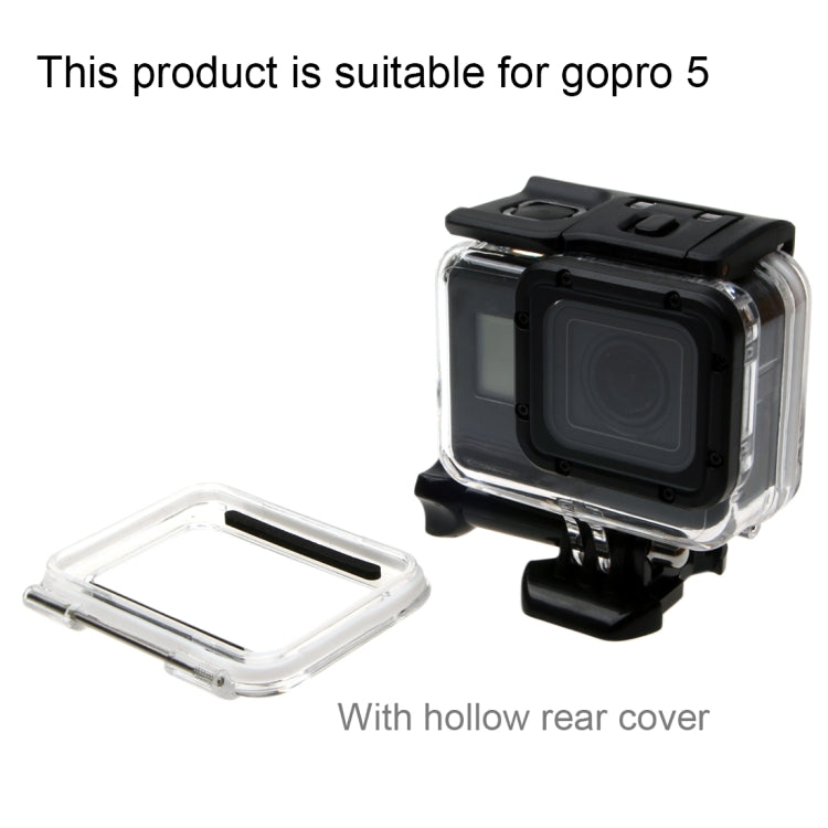 For GoPro HERO6 /5 30m Waterproof Housing Protective Case + Hollow Back Cover with Buckle Basic Mount & Screw, No Need to Disassemble Lens(GP413), Housing Case+ Back cover