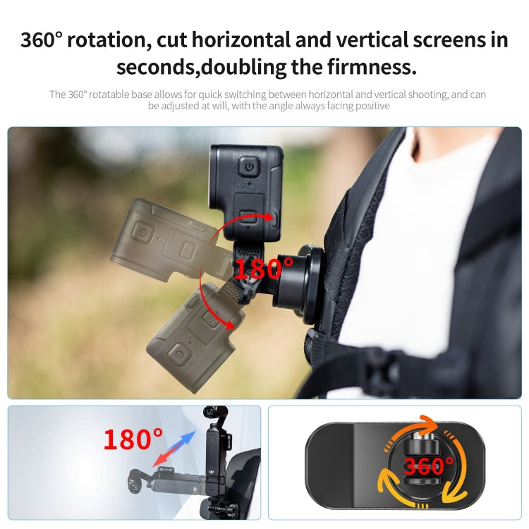 STARTRC 360 Degree Rotation Backpack Clip Magnetic Suction Mount, Backpack Clip