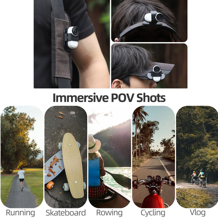 For Insta360 GO3 / GO 3S Sunnylife Baseball Hat Clip Mount Baseball Cap Clamp Quick Release Mount Camera POV Vlog Holder