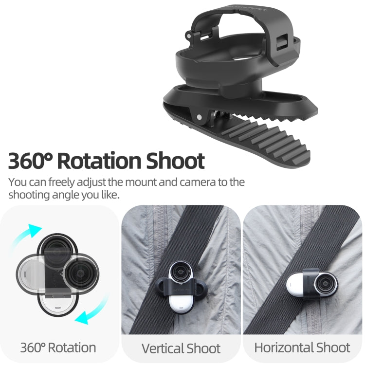 For Insta360 GO3 / GO 3S Sunnylife 360 Degree Rotation Backpack Clip Action Camera Clamp Mount