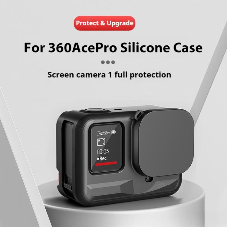 For Insta360 Ace Pro Silicone Protective Case with Wrist Strap & Lens Cover, For Insta360 Ace Pro
