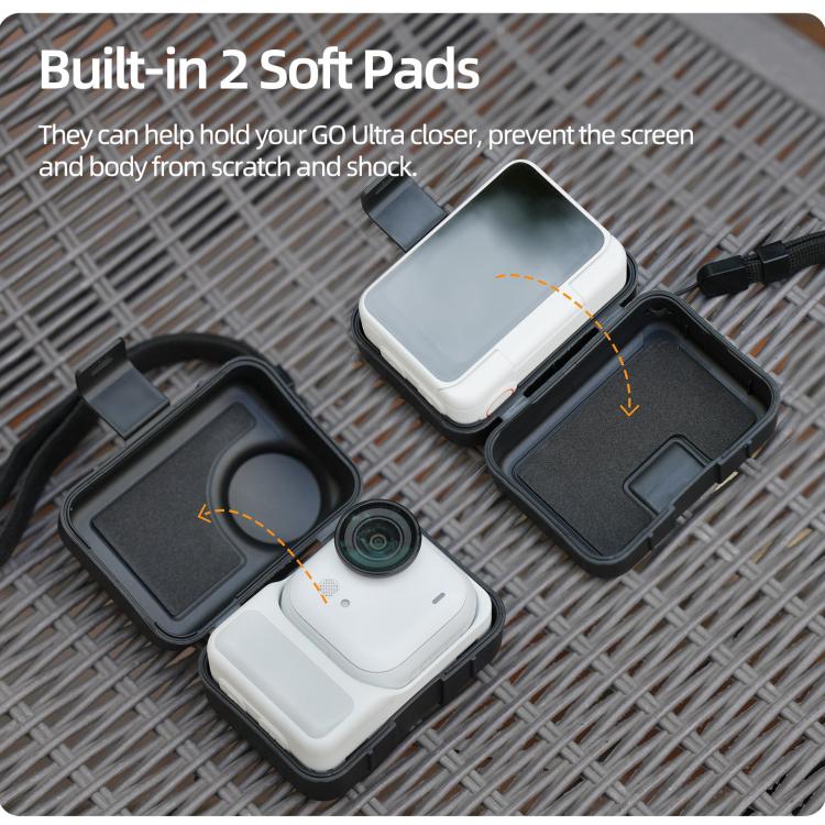 For Insta360 GO Ultra Sunnylife Portable Protective Case Shock-proof Dust-proof Storage Box with Lanyard, For Insta360 GO Ultra