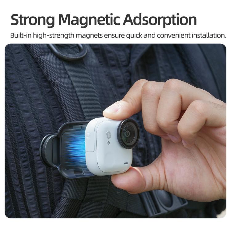 For Insta360 GO Ultra Sunnylife Magnetic Backpack Clip Action Camera Clamp Vertical-Horizontal Mount