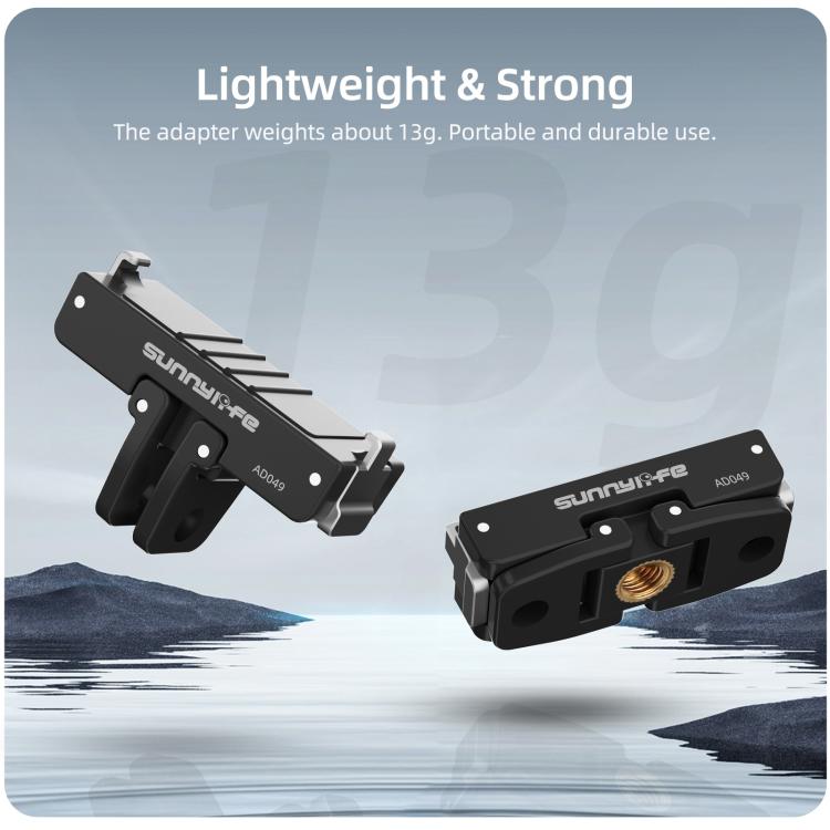 For Insta360 GO Ultra Sunnylife Magnetic Quick Release Adapter Mount Foldable Base Dual-Claws 1/4 Adapter