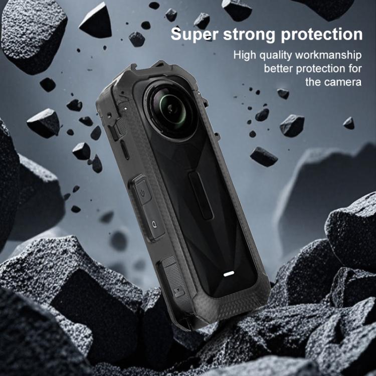 For Insta360 X5 Cold Shoe Carbon Fiber Texture ABS Plastic Protective Frame