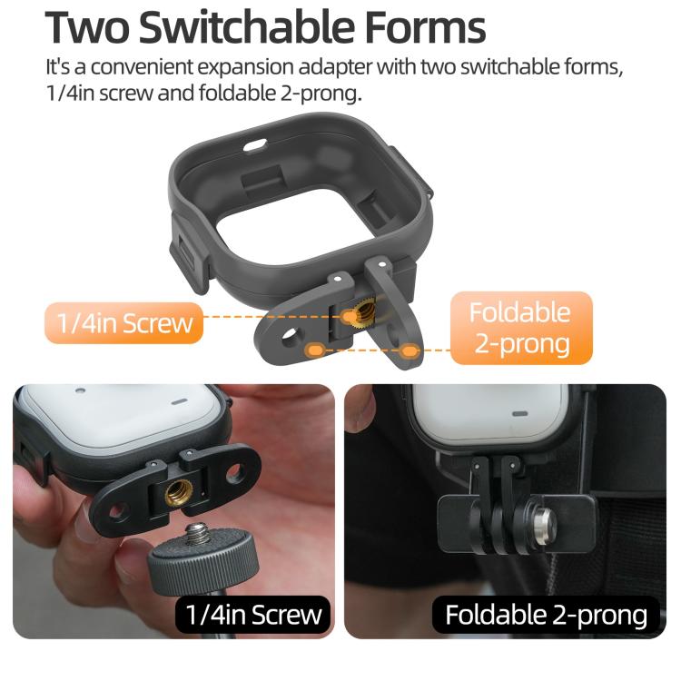 For Insta360 GO Ultra Sunnylife Foldable Vertical-Horizontal Adapter Mount Protective Frame Mounting Brackets Housing Cover