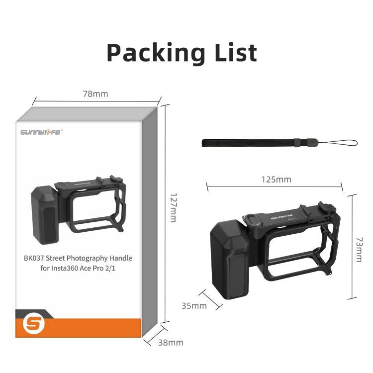 Sunnylife Street Photography Handle Ergonomic Hand Grip Quick Release Shutter Handle for Insta360 Ace Pro 2 / 1