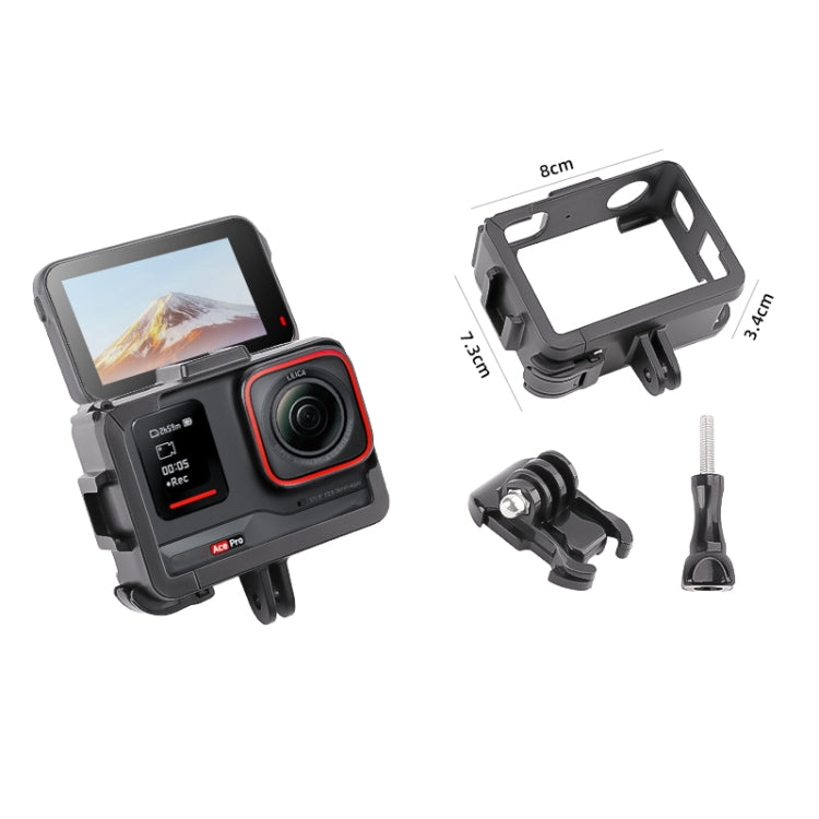 For Insta360 Ace / Ace Pro PC Cage Expansion Adapter Frame with Dual Cold Shoe Bases