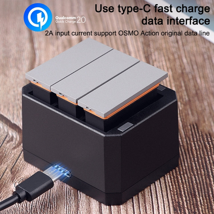 USB Triple Batteries Charger with LED Indicator Light for DJI OSMO Action