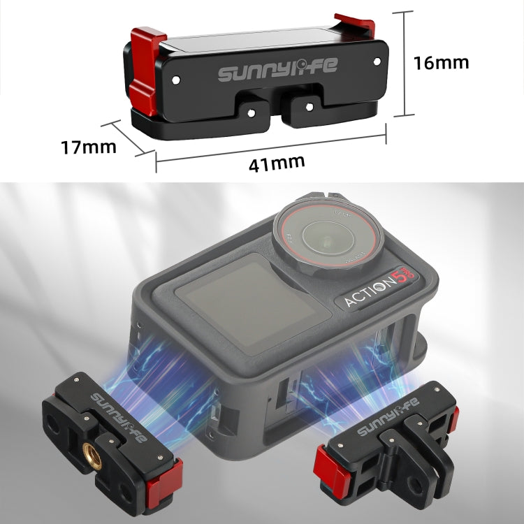 For DJI Osmo Action 5 Pro / 4 / 3 Sunnylife Foldable Magnetic Quick Release Mount Action Camera Selfie Stick Tripod Adapter Cam Stand