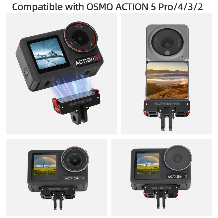 For DJI Osmo Action 5 Pro / 4 / 3 Sunnylife Foldable Magnetic Quick Release Mount Action Camera Selfie Stick Tripod Adapter Cam Stand