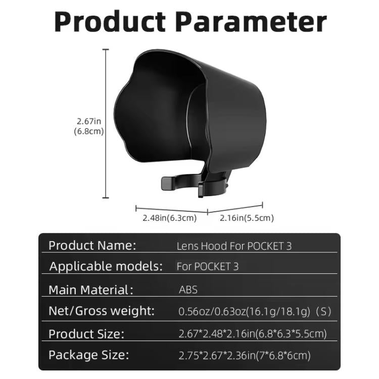 For DJI OSMO Pocket 3 BRDRC Sunshade Lens Protective Cover Hood
